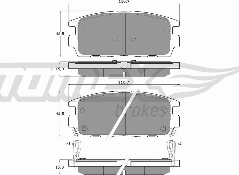 TOMEX brakes TX 16-43 - Тормозные колодки, дисковые, комплект www.autospares.lv