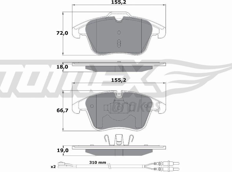 TOMEX brakes TX 16-55 - Bremžu uzliku kompl., Disku bremzes www.autospares.lv