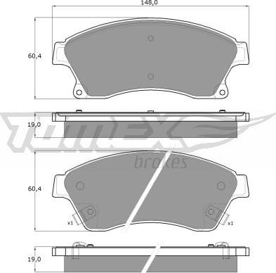 TOMEX brakes TX 16-50 - Bremžu uzliku kompl., Disku bremzes www.autospares.lv