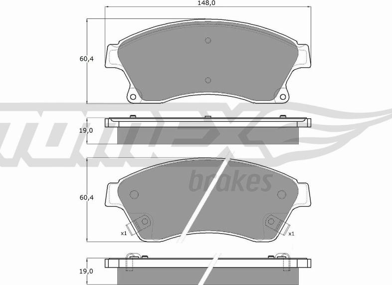 TOMEX brakes TX 16-50 - Bremžu uzliku kompl., Disku bremzes autospares.lv