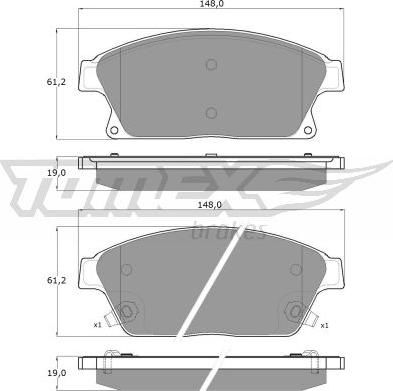 TOMEX brakes TX 16-51 - Bremžu uzliku kompl., Disku bremzes www.autospares.lv