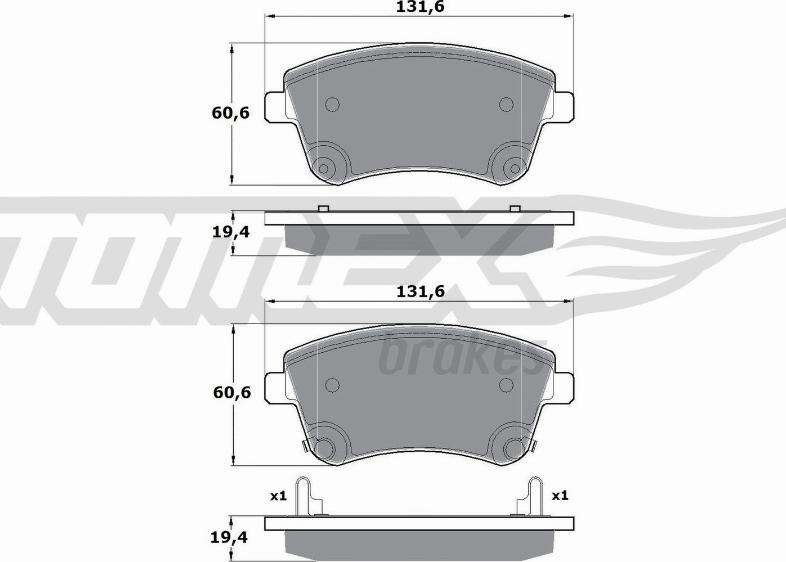 TOMEX brakes TX 16-53 - Тормозные колодки, дисковые, комплект www.autospares.lv