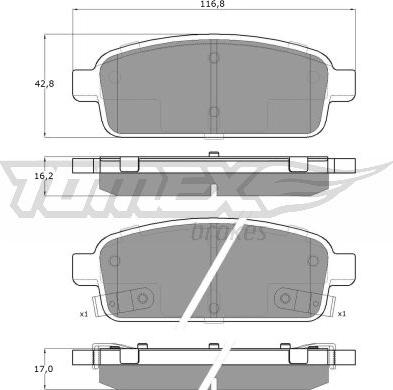 TOMEX brakes TX 16-52 - Bremžu uzliku kompl., Disku bremzes www.autospares.lv