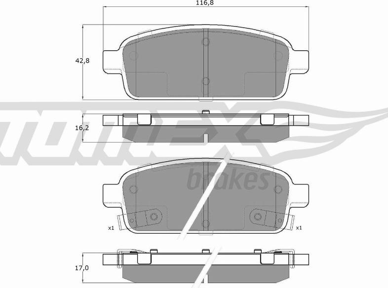 TOMEX brakes TX 16-52 - Bremžu uzliku kompl., Disku bremzes www.autospares.lv