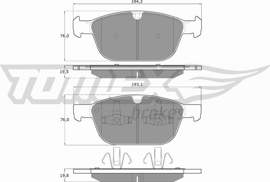 TOMEX brakes TX 16-57 - Bremžu uzliku kompl., Disku bremzes www.autospares.lv