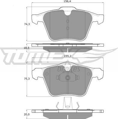 TOMEX brakes TX 16-64 - Bremžu uzliku kompl., Disku bremzes www.autospares.lv