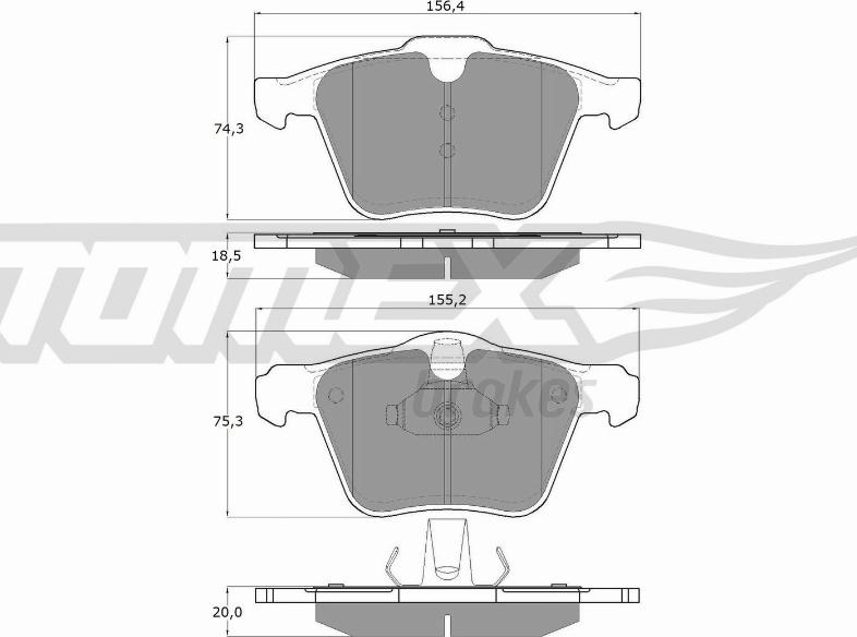 TOMEX brakes TX 16-64 - Bremžu uzliku kompl., Disku bremzes www.autospares.lv