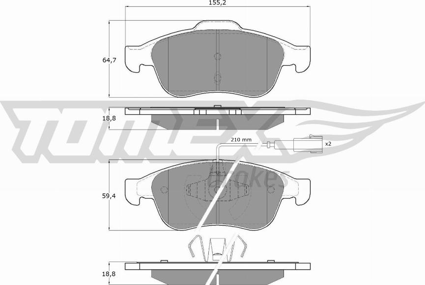 TOMEX brakes TX 16-62 - Bremžu uzliku kompl., Disku bremzes autospares.lv