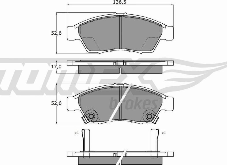 TOMEX brakes TX 16-08 - Brake Pad Set, disc brake www.autospares.lv