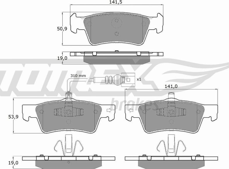 TOMEX brakes TX 16-14 - Bremžu uzliku kompl., Disku bremzes autospares.lv