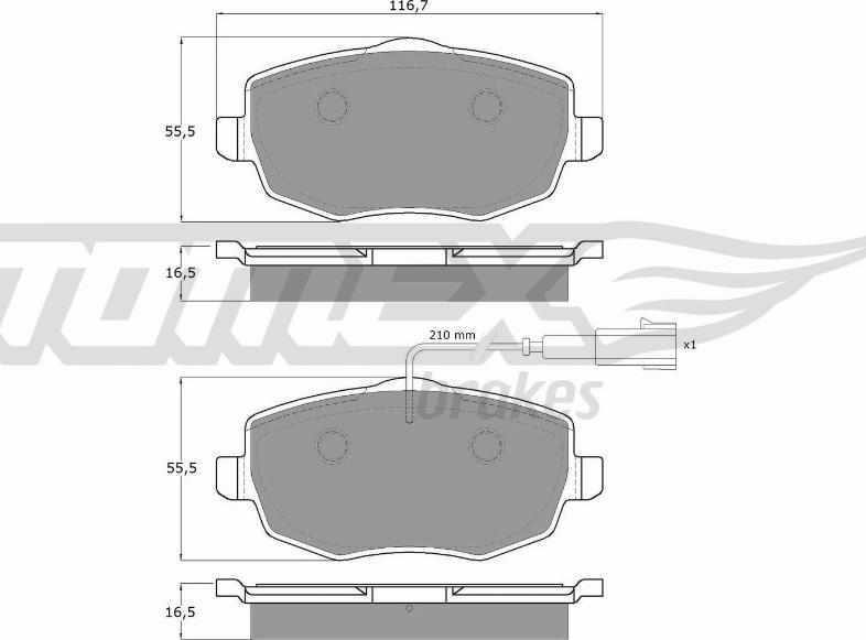 TOMEX brakes TX 16-89 - Bremžu uzliku kompl., Disku bremzes www.autospares.lv