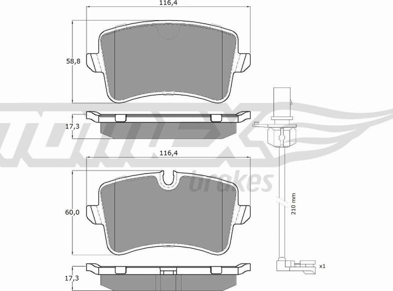 TOMEX brakes TX 16-82 - Bremžu uzliku kompl., Disku bremzes autospares.lv