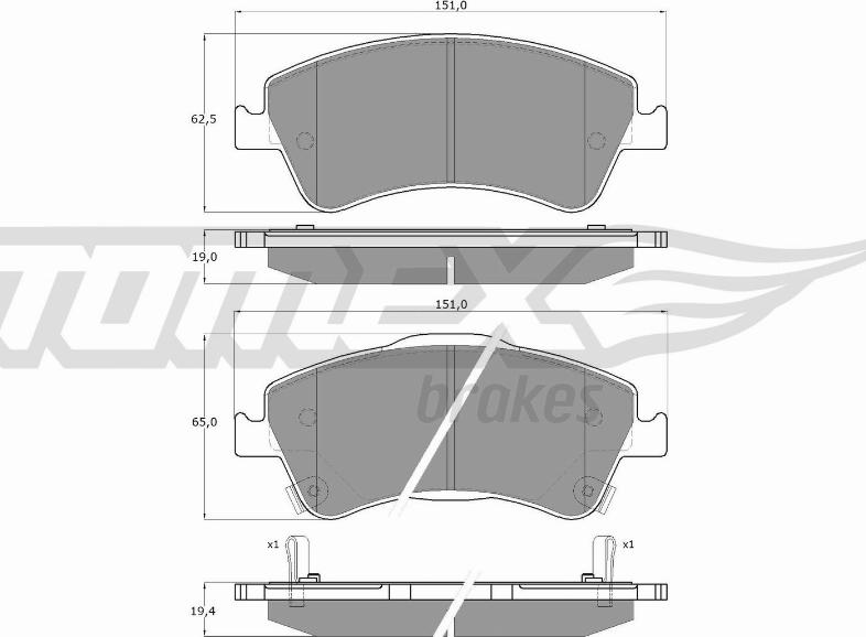 TOMEX brakes TX 16-30 - Bremžu uzliku kompl., Disku bremzes www.autospares.lv