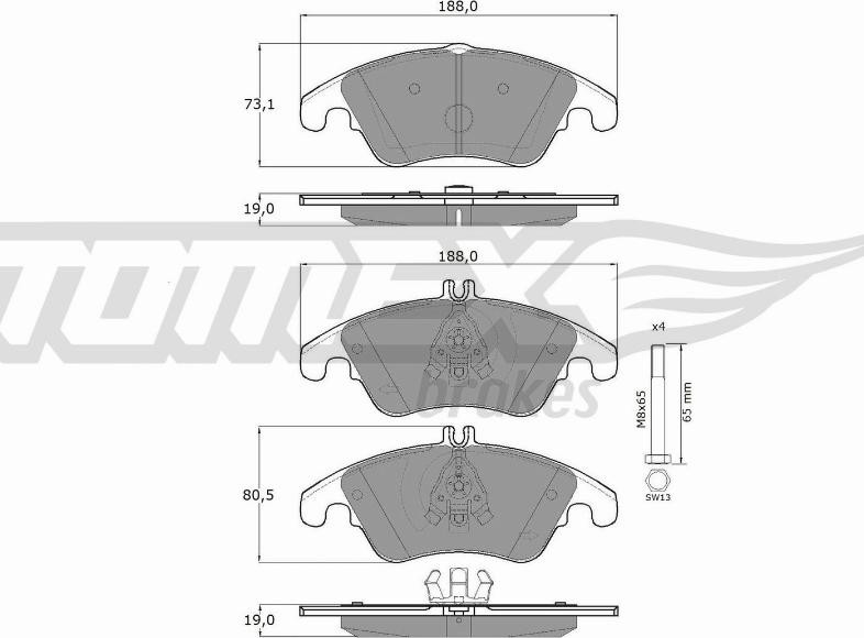 TOMEX brakes TX 16-31 - Bremžu uzliku kompl., Disku bremzes autospares.lv