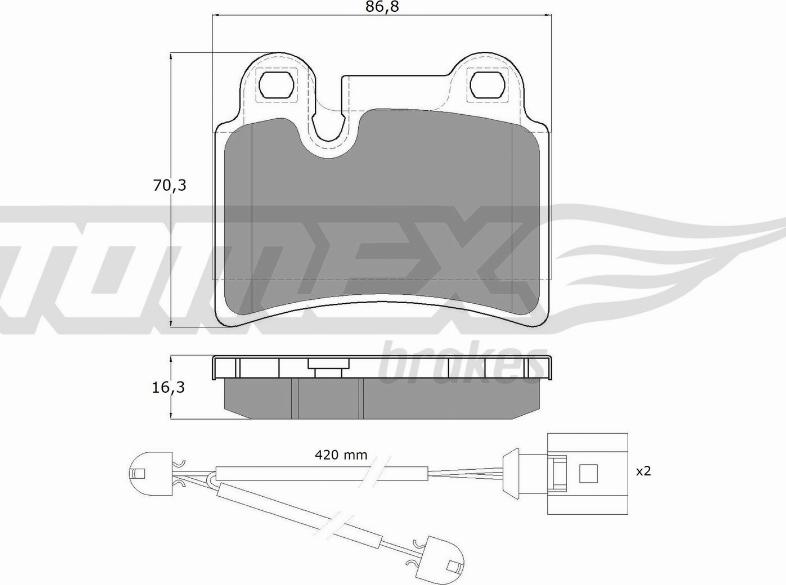 TOMEX brakes TX 16-21 - Bremžu uzliku kompl., Disku bremzes autospares.lv