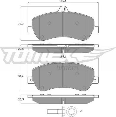 TOMEX brakes TX 16-70 - Bremžu uzliku kompl., Disku bremzes www.autospares.lv