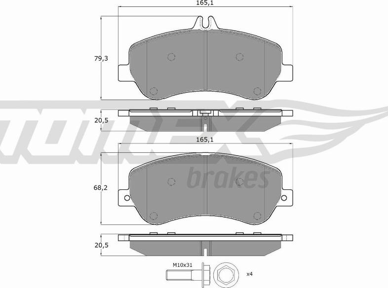 TOMEX brakes TX 16-70 - Bremžu uzliku kompl., Disku bremzes www.autospares.lv