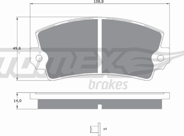 TOMEX brakes TX 10-43 - Brake Pad Set, disc brake www.autospares.lv