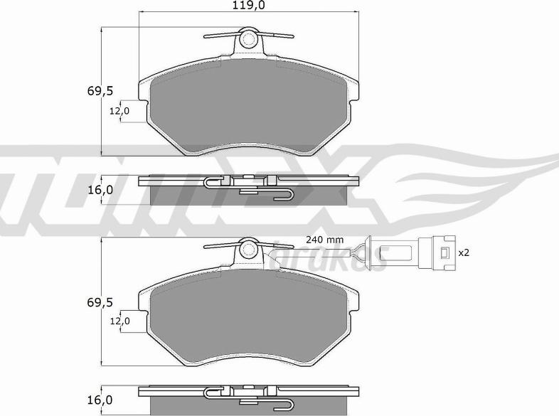 TOMEX brakes TX 10-631 - Bremžu uzliku kompl., Disku bremzes www.autospares.lv