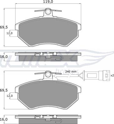 TOMEX brakes TX 10-631 - Bremžu uzliku kompl., Disku bremzes www.autospares.lv