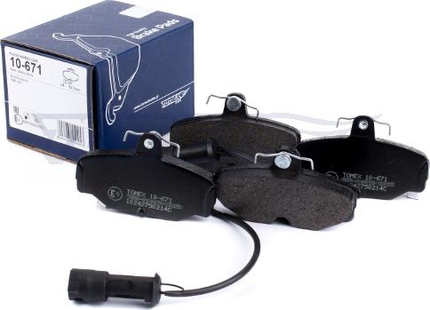 TOMEX brakes TX 10-671 - Bremžu uzliku kompl., Disku bremzes www.autospares.lv