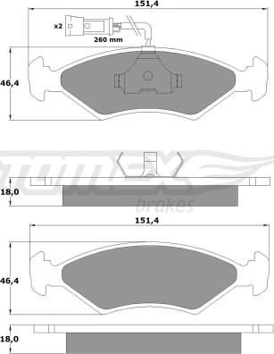 TOMEX brakes TX 10-281 - Тормозные колодки, дисковые, комплект www.autospares.lv