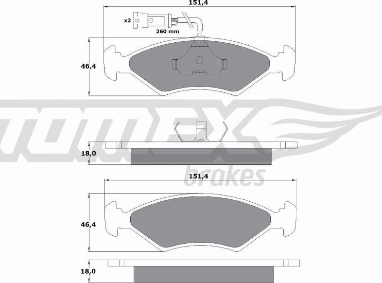 TOMEX brakes TX 10-281 - Bremžu uzliku kompl., Disku bremzes autospares.lv