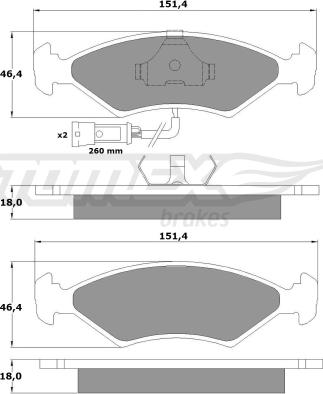 TOMEX brakes TX 10-282 - Bremžu uzliku kompl., Disku bremzes www.autospares.lv