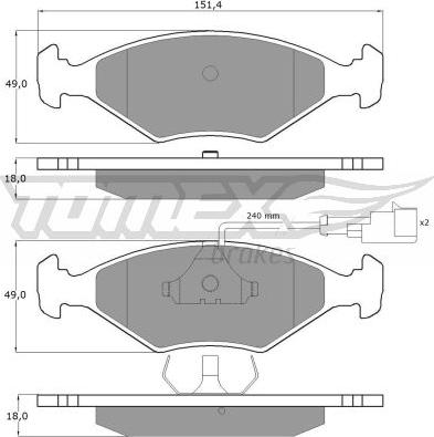 TOMEX brakes TX 10-791 - Bremžu uzliku kompl., Disku bremzes www.autospares.lv