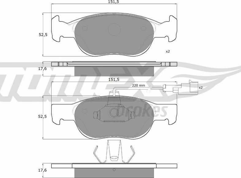 TOMEX brakes TX 10-711 - Bremžu uzliku kompl., Disku bremzes autospares.lv