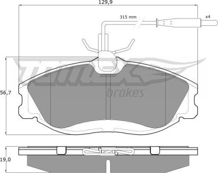 TOMEX brakes TX 11-62 - Bremžu uzliku kompl., Disku bremzes www.autospares.lv