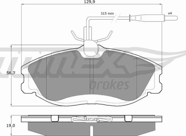 TOMEX brakes TX 11-62 - Bremžu uzliku kompl., Disku bremzes www.autospares.lv