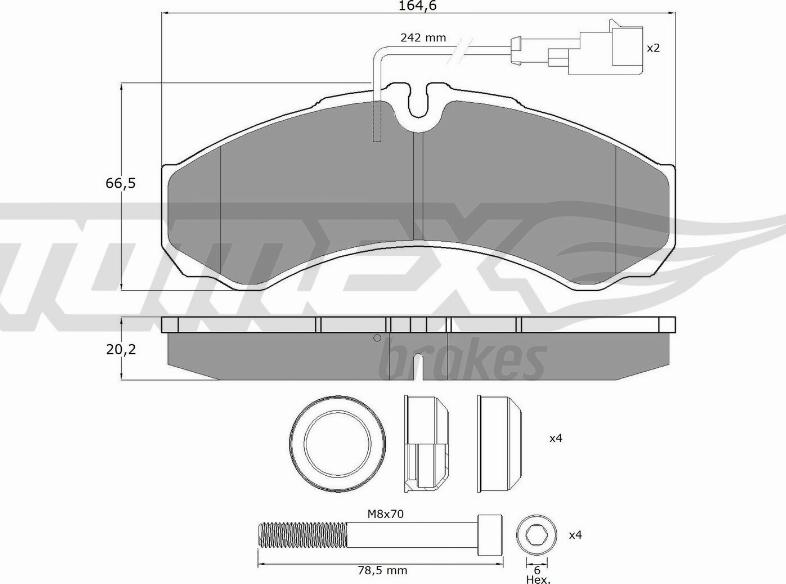 TOMEX brakes TX 11-112 - Bremžu uzliku kompl., Disku bremzes www.autospares.lv