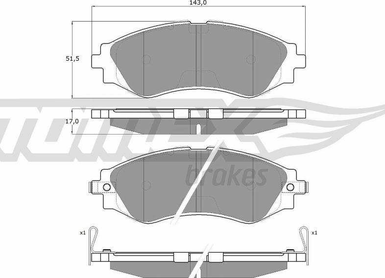 TOMEX brakes TX 11-80 - Bremžu uzliku kompl., Disku bremzes www.autospares.lv