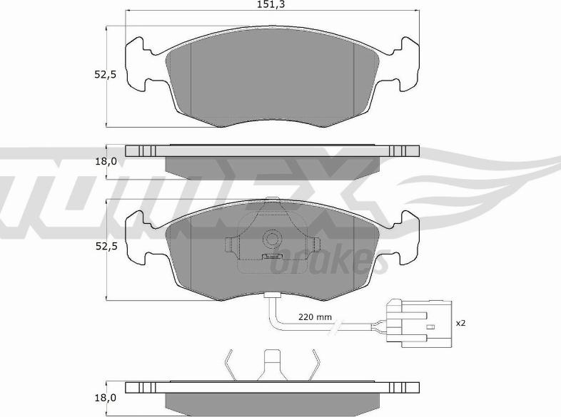 TOMEX brakes TX 11-34 - Тормозные колодки, дисковые, комплект www.autospares.lv