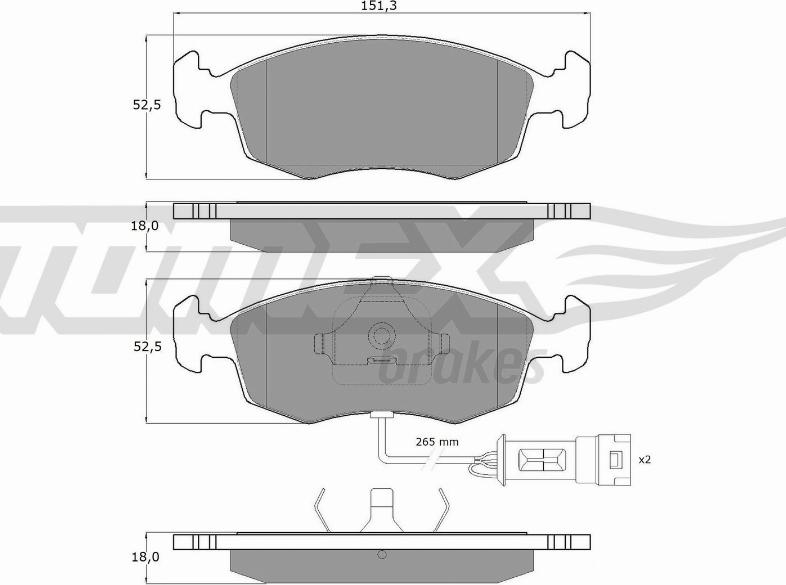 TOMEX brakes TX 11-33 - Тормозные колодки, дисковые, комплект www.autospares.lv