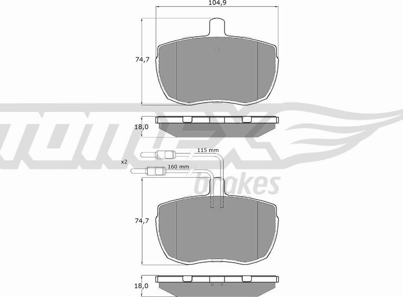 TOMEX brakes TX 11-22 - Bremžu uzliku kompl., Disku bremzes autospares.lv