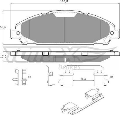 TOMEX brakes TX 18-96 - Bremžu uzliku kompl., Disku bremzes www.autospares.lv