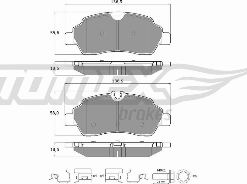 TOMEX brakes TX 18-92 - Bremžu uzliku kompl., Disku bremzes autospares.lv