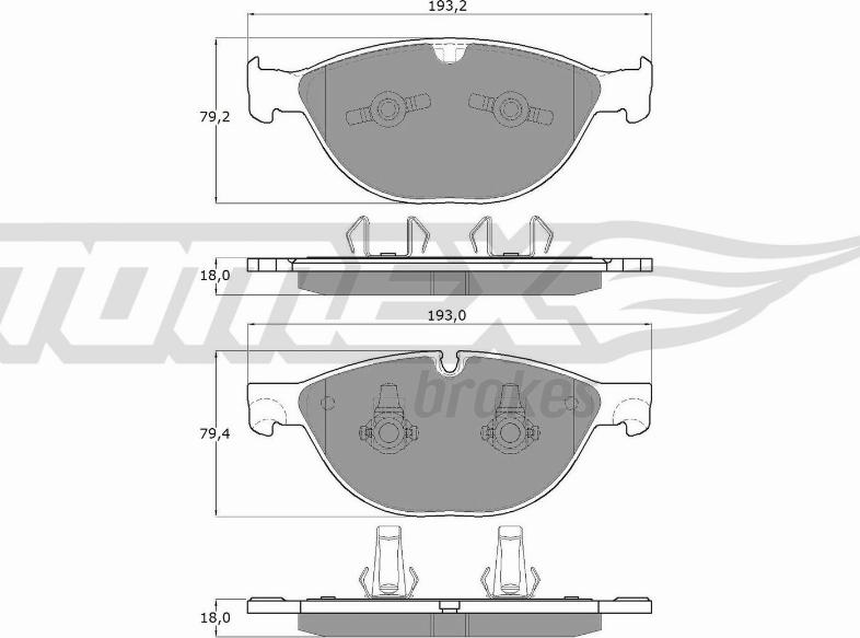 TOMEX brakes TX 18-55 - Bremžu uzliku kompl., Disku bremzes www.autospares.lv