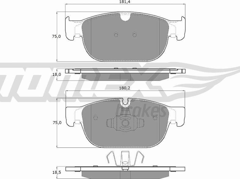 TOMEX brakes TX 18-57 - Brake Pad Set, disc brake www.autospares.lv