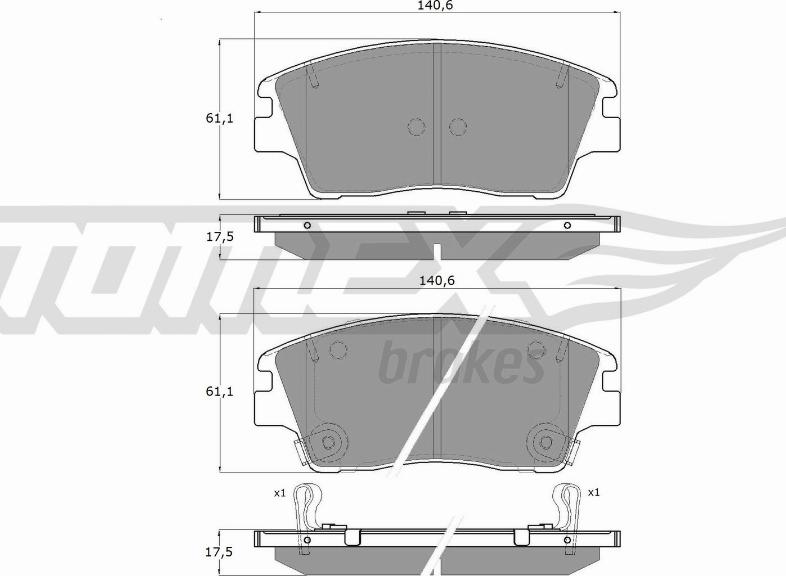 TOMEX brakes TX 18-67 - Bremžu uzliku kompl., Disku bremzes autospares.lv