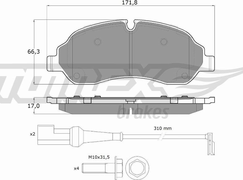 TOMEX brakes TX 18-04 - Тормозные колодки, дисковые, комплект www.autospares.lv