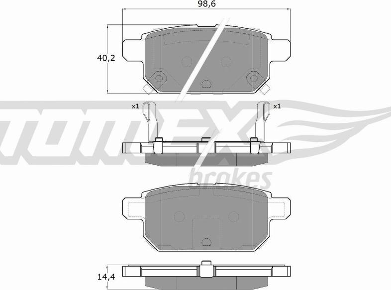 TOMEX brakes TX 18-14 - Brake Pad Set, disc brake www.autospares.lv