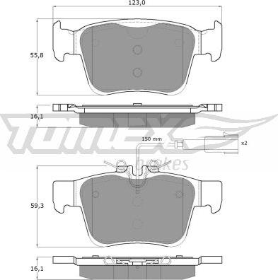 TOMEX brakes TX 18-161 - Bremžu uzliku kompl., Disku bremzes www.autospares.lv