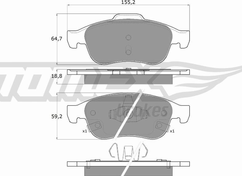 TOMEX brakes TX 18-18 - Bremžu uzliku kompl., Disku bremzes www.autospares.lv