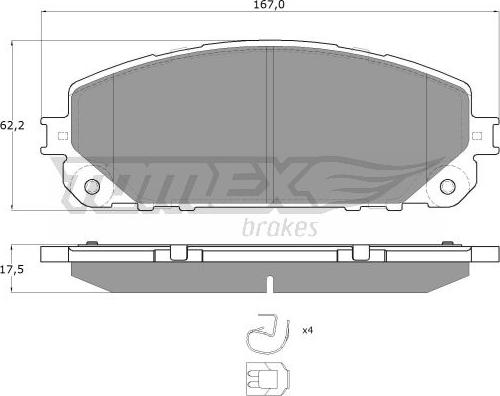 TOMEX brakes TX 18-80 - Bremžu uzliku kompl., Disku bremzes www.autospares.lv