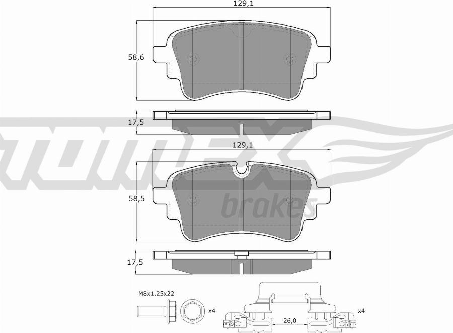 TOMEX brakes TX 18-231 - Bremžu uzliku kompl., Disku bremzes www.autospares.lv