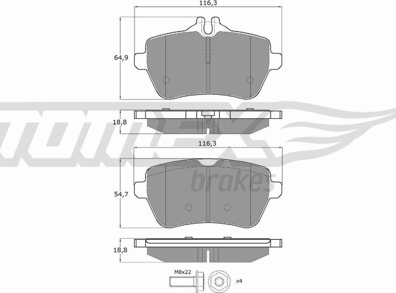 TOMEX brakes TX 18-78 - Bremžu uzliku kompl., Disku bremzes www.autospares.lv