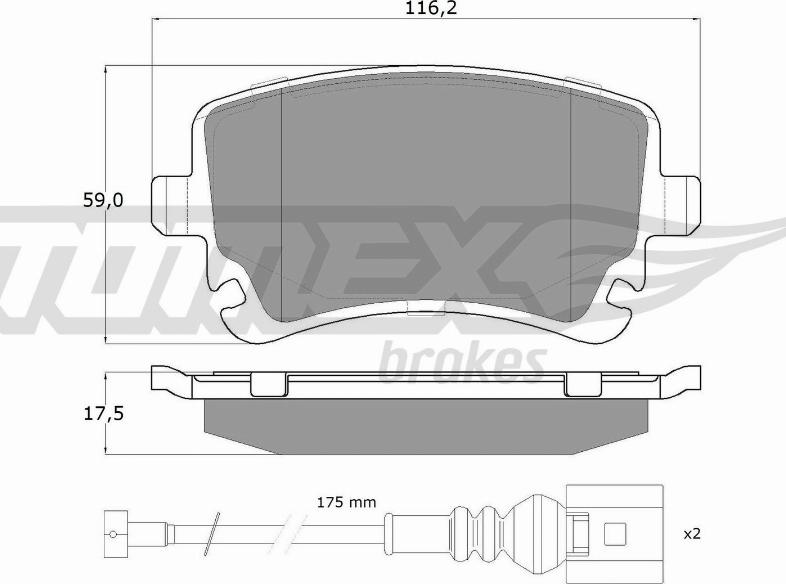 TOMEX brakes TX 13-96 - Brake Pad Set, disc brake www.autospares.lv